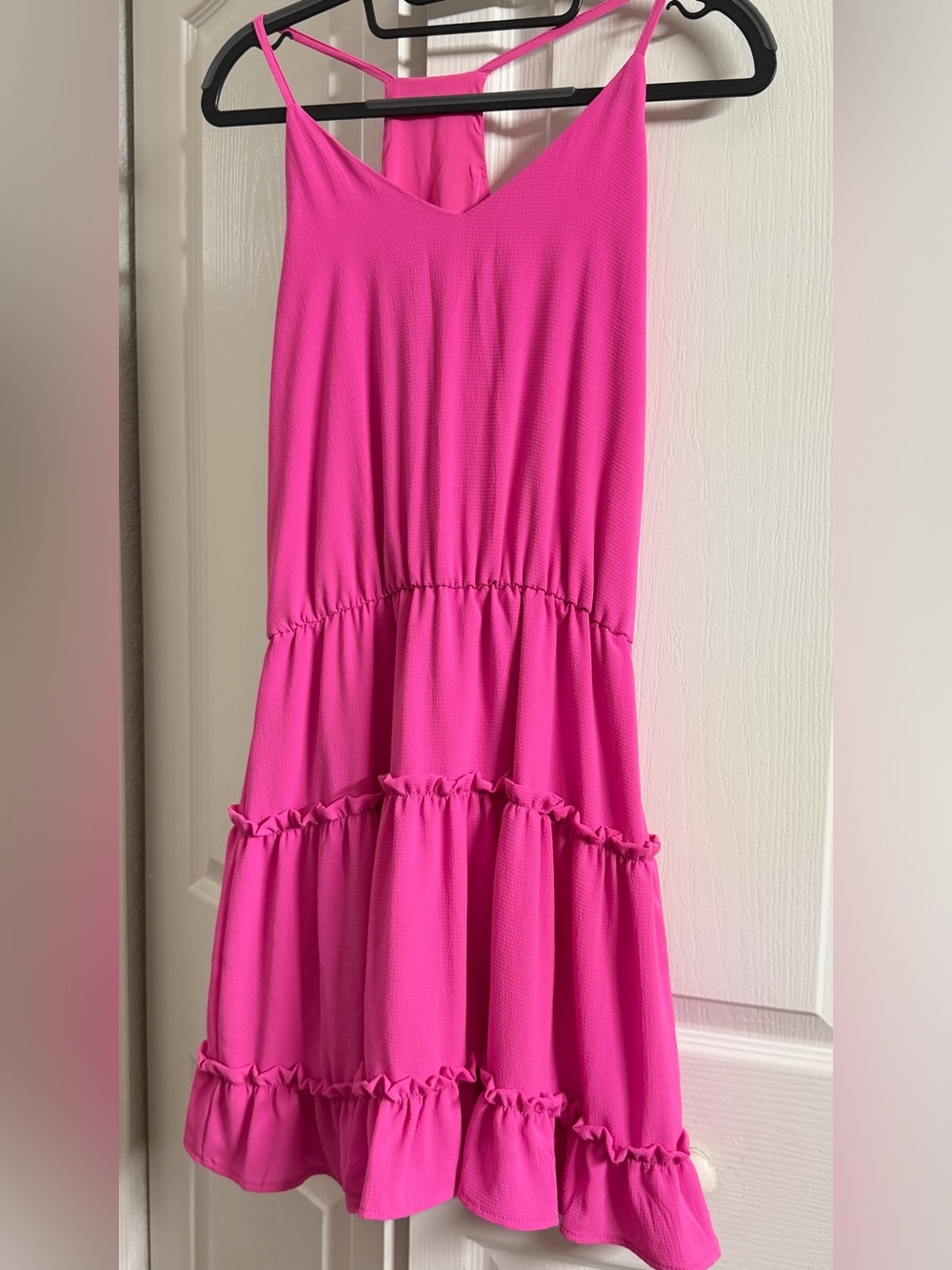Girls' Hot Pink Sleeveless Tiered Dress
